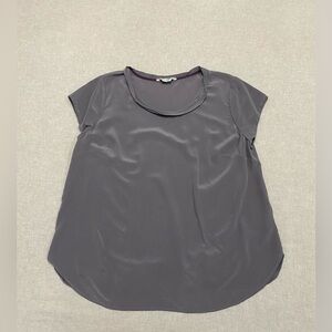 Boden 100% Silk Gray Women's Blouse Sz 14 Short Sleeve